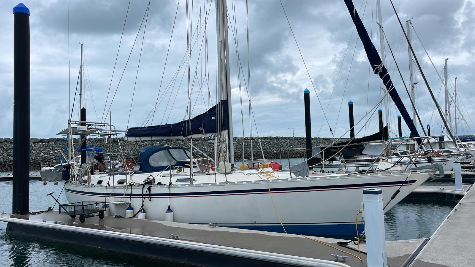 43ft yacht tied to the dock yacht delivery solutions
