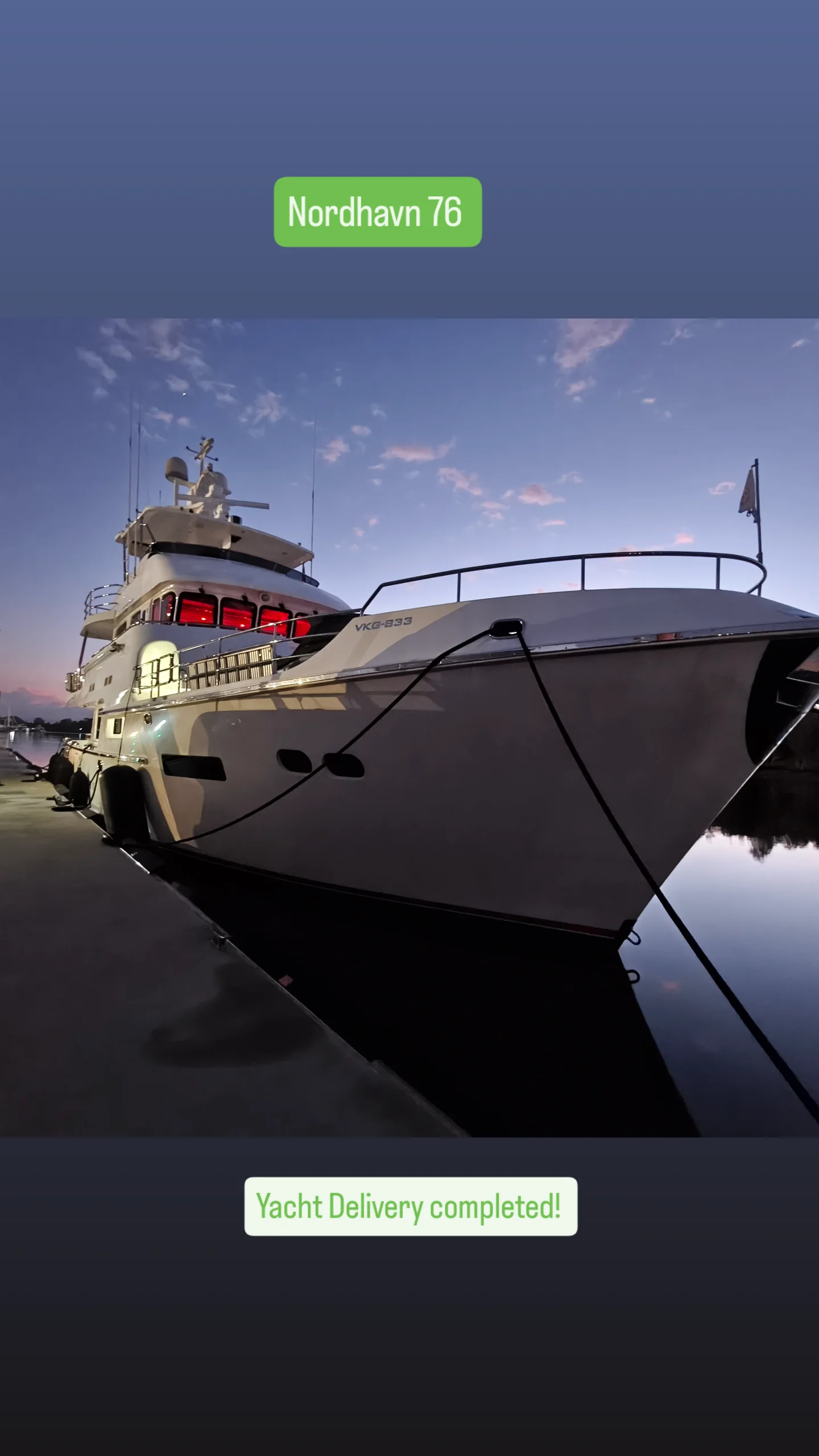 nordhavn tied to the dock after a south pacific yacht delivery