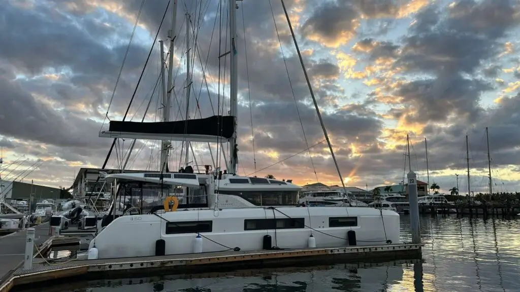 lagoon 50 tied to the dock after a yacht delivery solutions skipper delivery